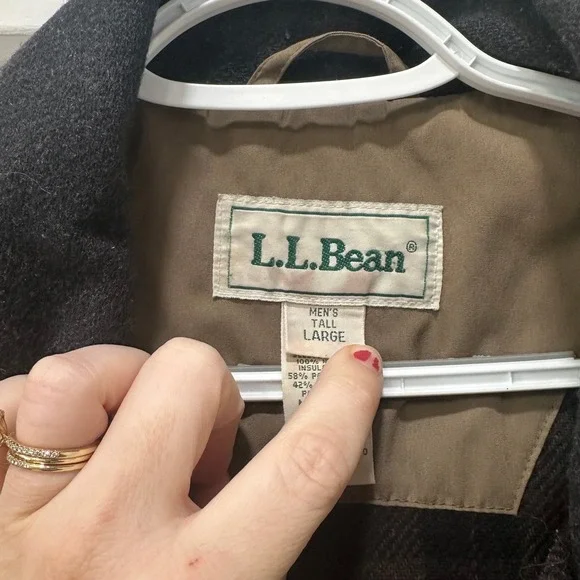 LL Bean Chore Jacket Large Tall Flannel Lined Wool Cashmere Barn Coat Outerwear - Picture 4 of 10